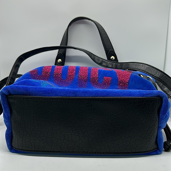 Juicy Couture Y2K Vintage Blue/Pink Glitter Velvet Tote Handbag Purse 👛 👛 - Picture 6 of 9